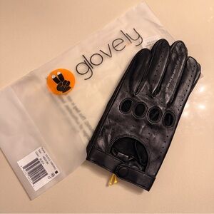 Glove.ly Men’s Black Leather Driving Gloves w/ Touchscreen Functionality Size M